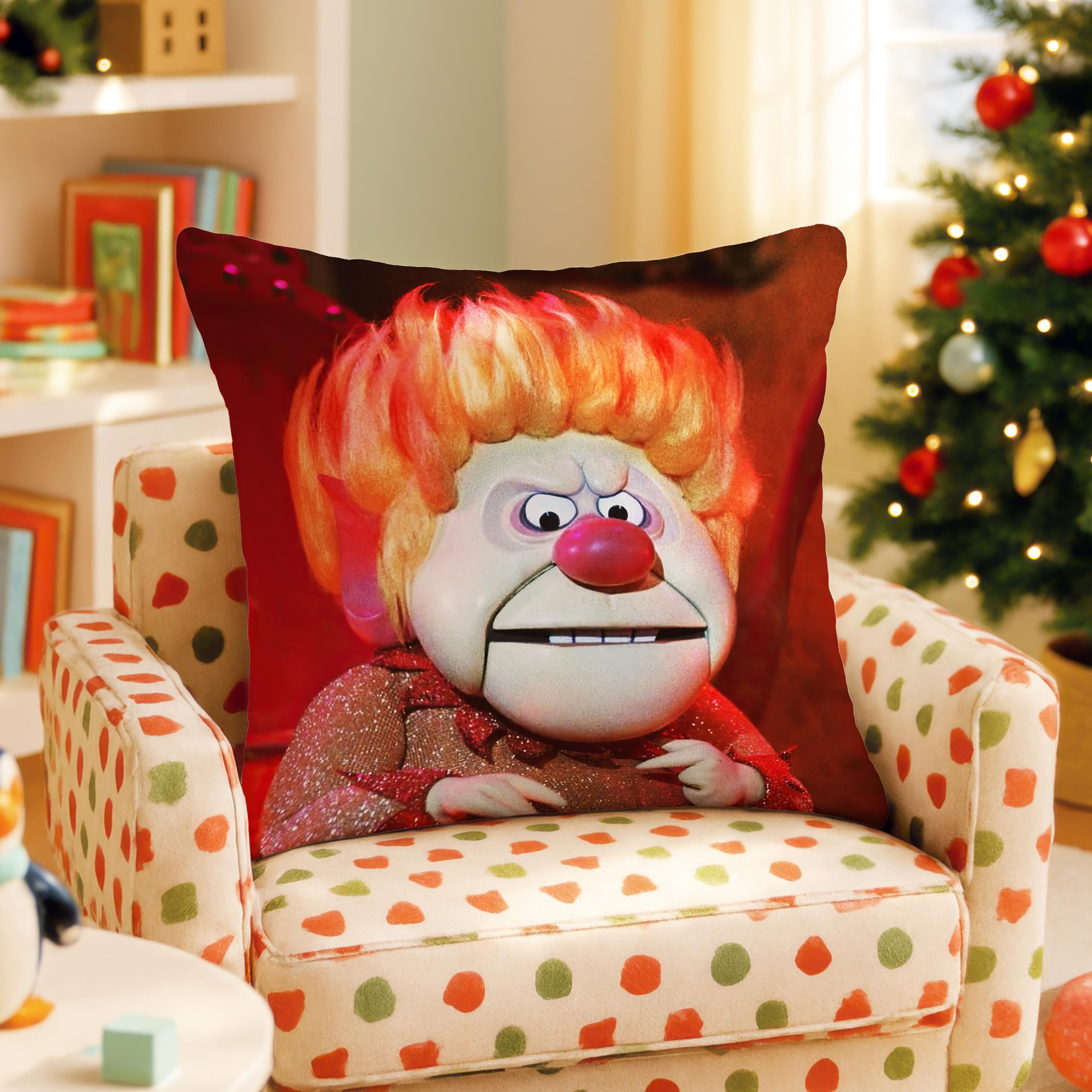Heat Miser Christmas Pillow: Retro TV Holiday Character Faux Suede Cushion