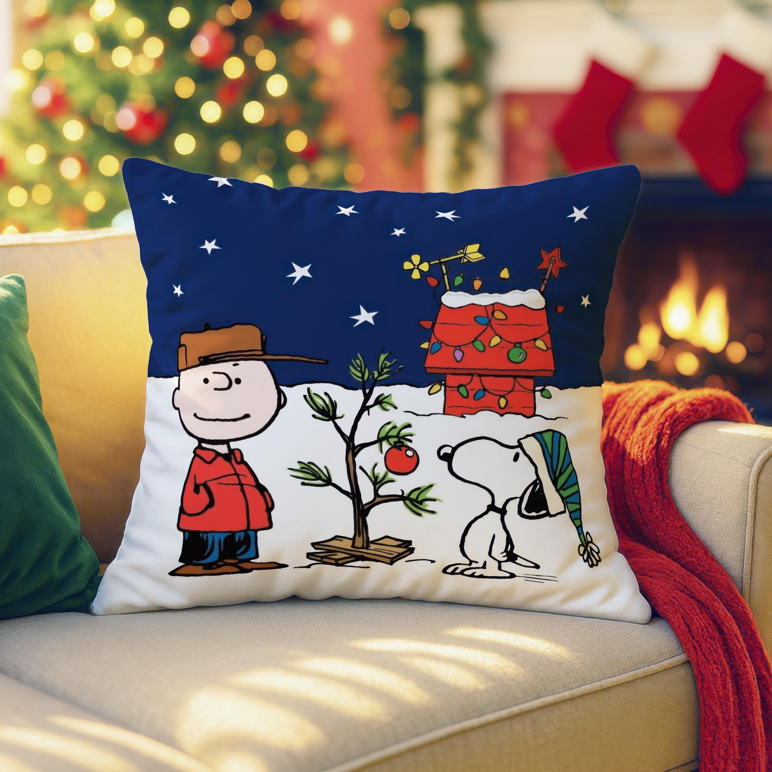 Charlie Brown Christmas Pillow: Snoopy's Doghouse Faux Suede Cushion