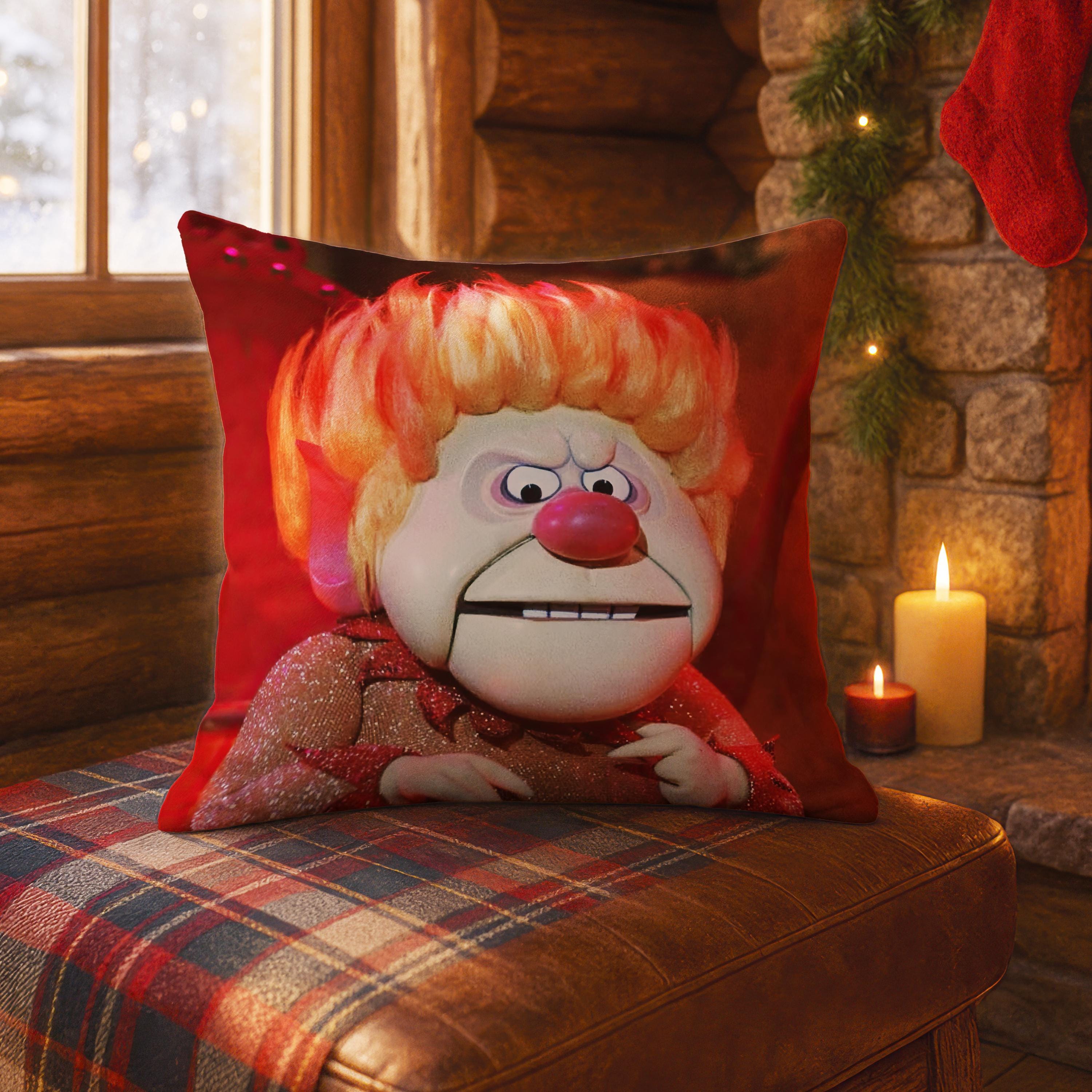 Heat Miser Christmas Pillow: Retro TV Holiday Character Faux Suede Cushion